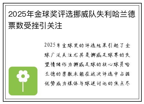 2025年金球奖评选挪威队失利哈兰德票数受挫引关注